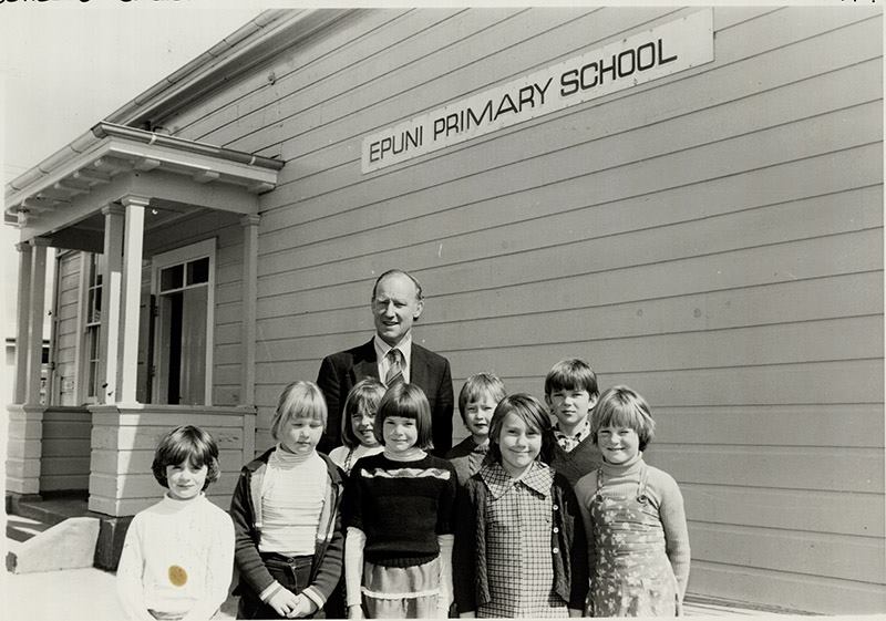 Epuni School with Mr Butcher and pupils