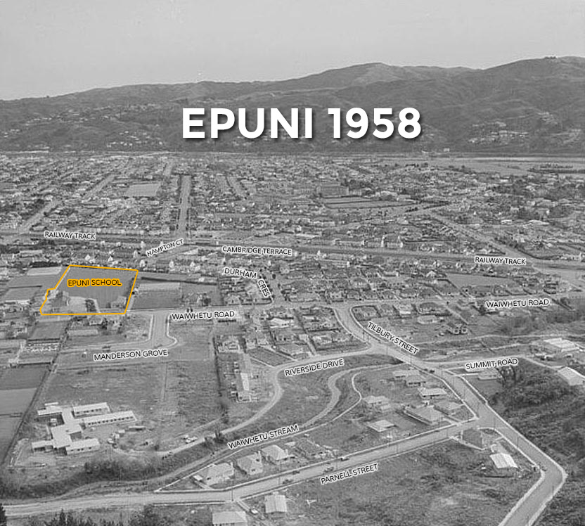 Aerial view of Epuni - 1958. 